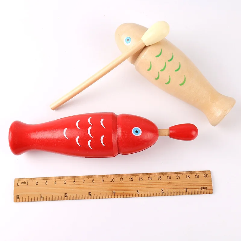 Wooden Fish Drum Sticks Percussion Toy Instrument Percussion Toys for Children Gifts Infant Playing Type Fish Drum Sticks