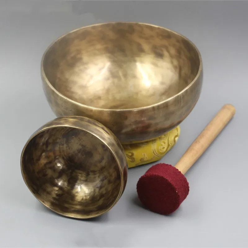 

Nepal Handmade Brass Tibet Bowl Ritual 4 Key Music Therapy Copper Chime Copper Tibetan Singing Bowl(Including Sticks and Mats)