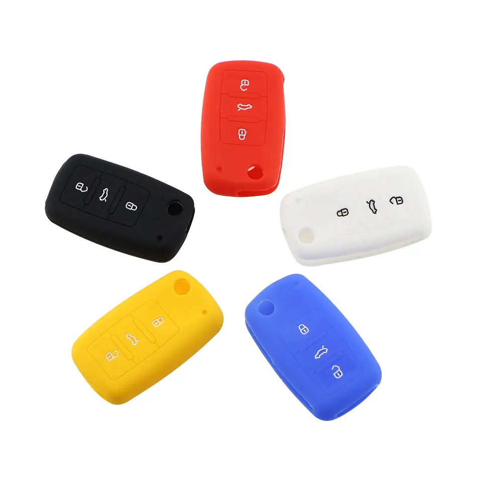 3 Buttons Silicone Car Key Cover Case for VW Golf Bora Jetta POLO Passat for Skoda Superb Octavia Fabia for Seat Ibiza Leon