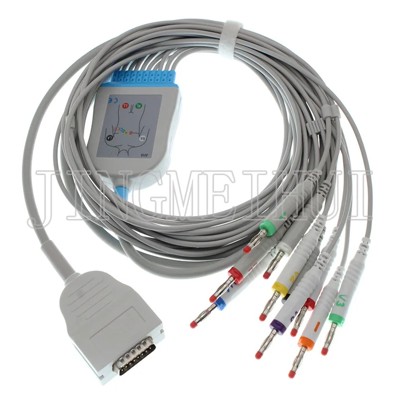 Compatible with DB 15P Burdick EK-10,E-530 ECG EKG 10-Lead cable,no Resistance ,3m of cable.