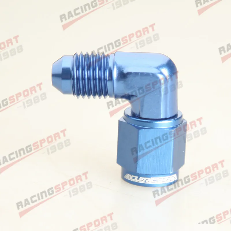 ADLERSPEED -4AN AN4 90 Degree Female To Male Fitting Adapter Aluminum Blue