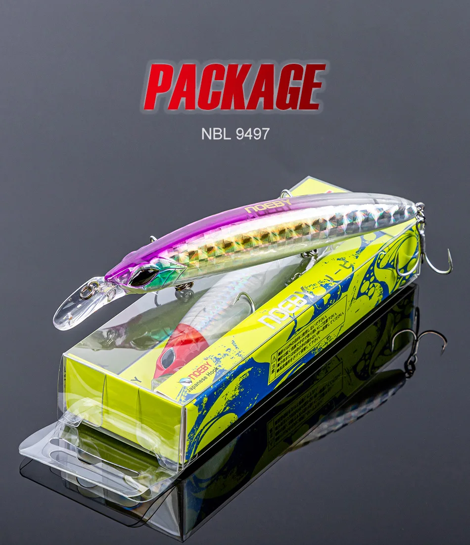 NOEBY Minnow-Angelköder, 110 mm, 19 g, langer Wurf, schwimmende Jerkbait-Wobbler, künstlicher harter Köder, Bass, Hecht, Shore-Angelköder – Detail 11
