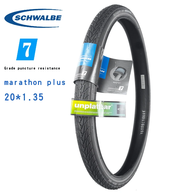 

Schwalbe Bike Tire 35-406 MARATHON Plus 20x1.35 Steel Wire Bicycle Tyre Anti Puncture Black Reflect E-bike Ready 25Km