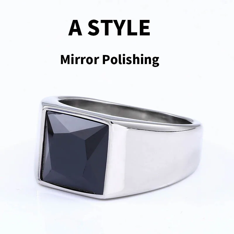 BEIER 316L stainless steel Fashion Inlaid Red/Blue/Black Stone Square Men and Women Ring Jewelry Gift LLBR8-701R