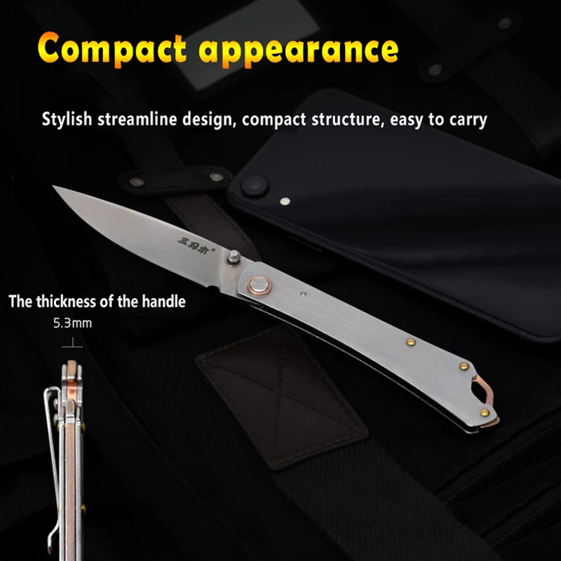 Imagem -04 - Sanrenmu-mini Outdoor Camping Faca de Sobrevivência Punho de Tactical Light Pocket Household Fruit Folding Knife 9305 8cr13mov Aço Inoxidável