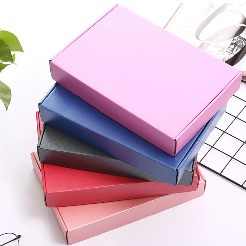 30x20x5cm Corrugated Paper Box Pink/Blue Blank Gift Packing Box Mailer Express Hair Accessories Boxes Large Craft Carton 10Pcs