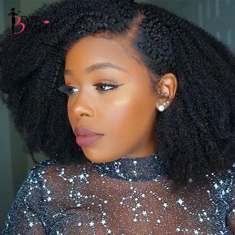 Breite Seite 4B 4C Afro Verworrene Lockige Clip In Menschliches Haar Extensions Für Frauen Mongolischen Haar Extensions Natiral Schwarz Immer schönheit