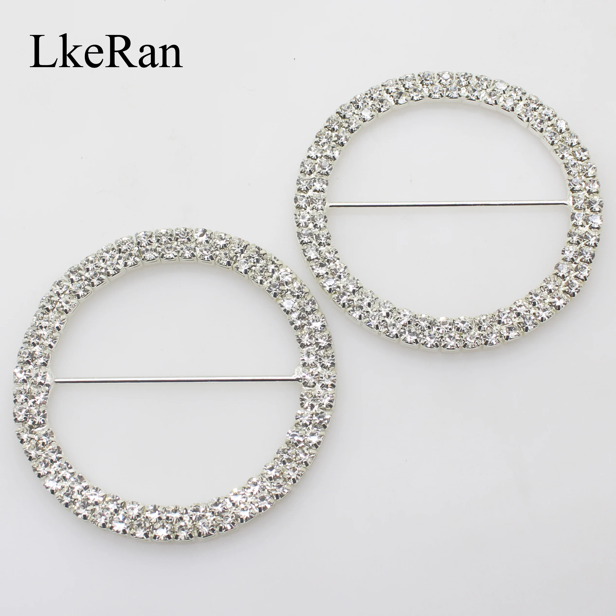 LKERAN 2Pcs/lot 6cm Double row Rhinestone Buckles Wedding Chair Sash Ribbon Slider for DIY Hair Accessories Free Shipping