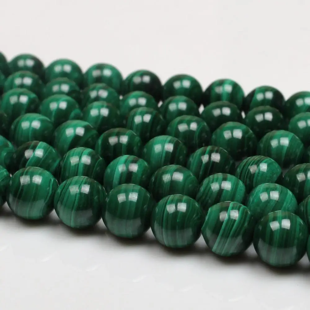 Natural Round Malachite Gemstone Loose Beads 4 6 8 10mm For Necklace Bracelet DIY Jewelry Making 15inch Strand