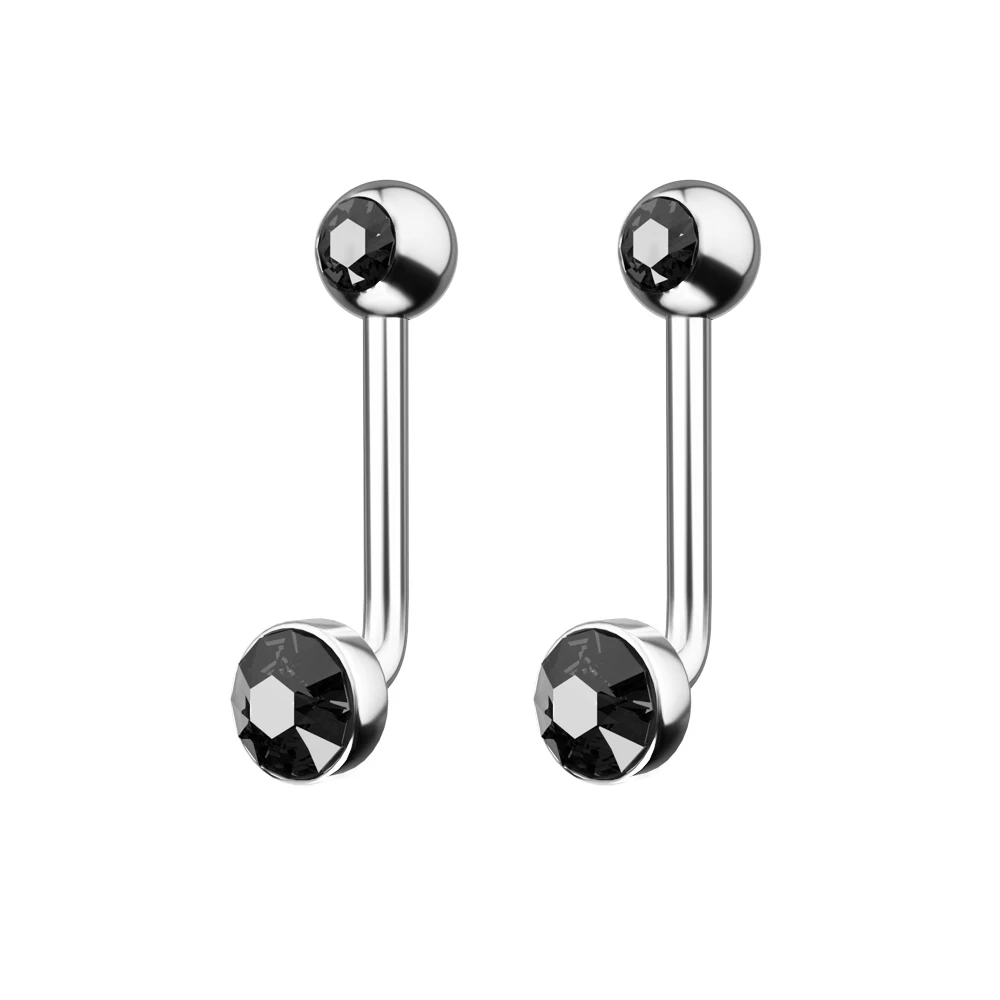 G23 Titanium Crystal Gem Vertical Hood Piercing Lip Ring