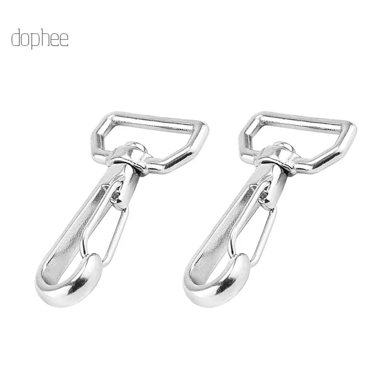 dophee 2pcs Ring Swivel Snap Hook Stainless Steel 316 Quick Strapping Hook Lobster Clasps Hiking Camping Carabiner Pet Chain