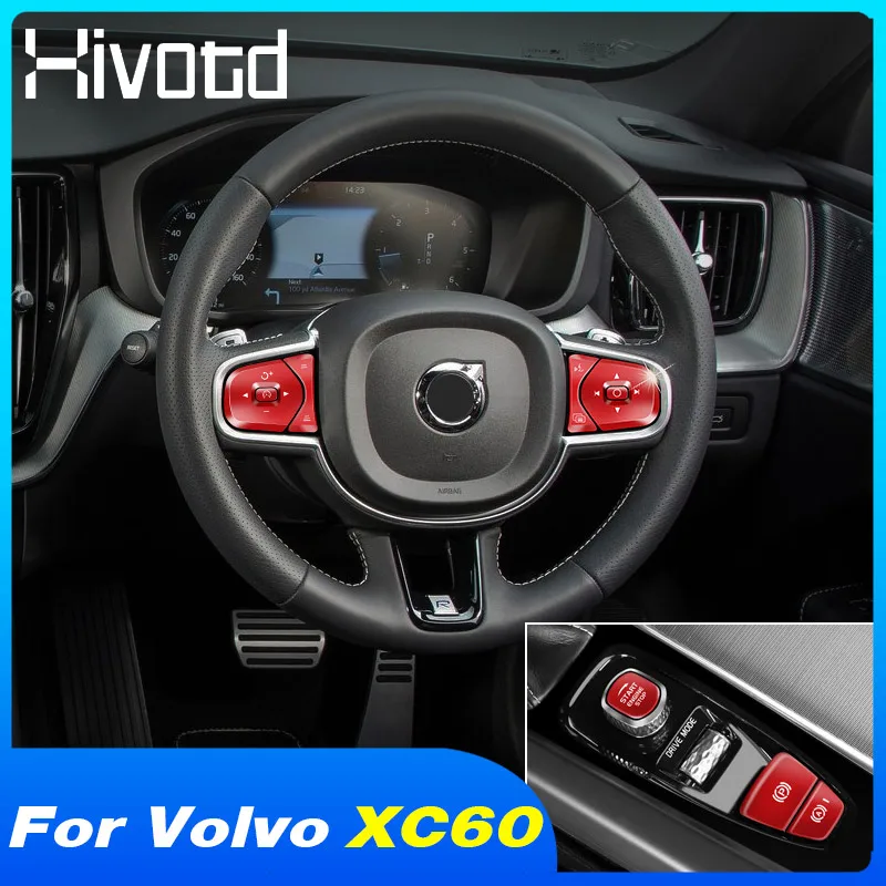 Hivotd Car Steering Wheel Switch Button Trim Cover Central Control Knob Sticker Auto Accessories Styling For Volvo XC60 2020