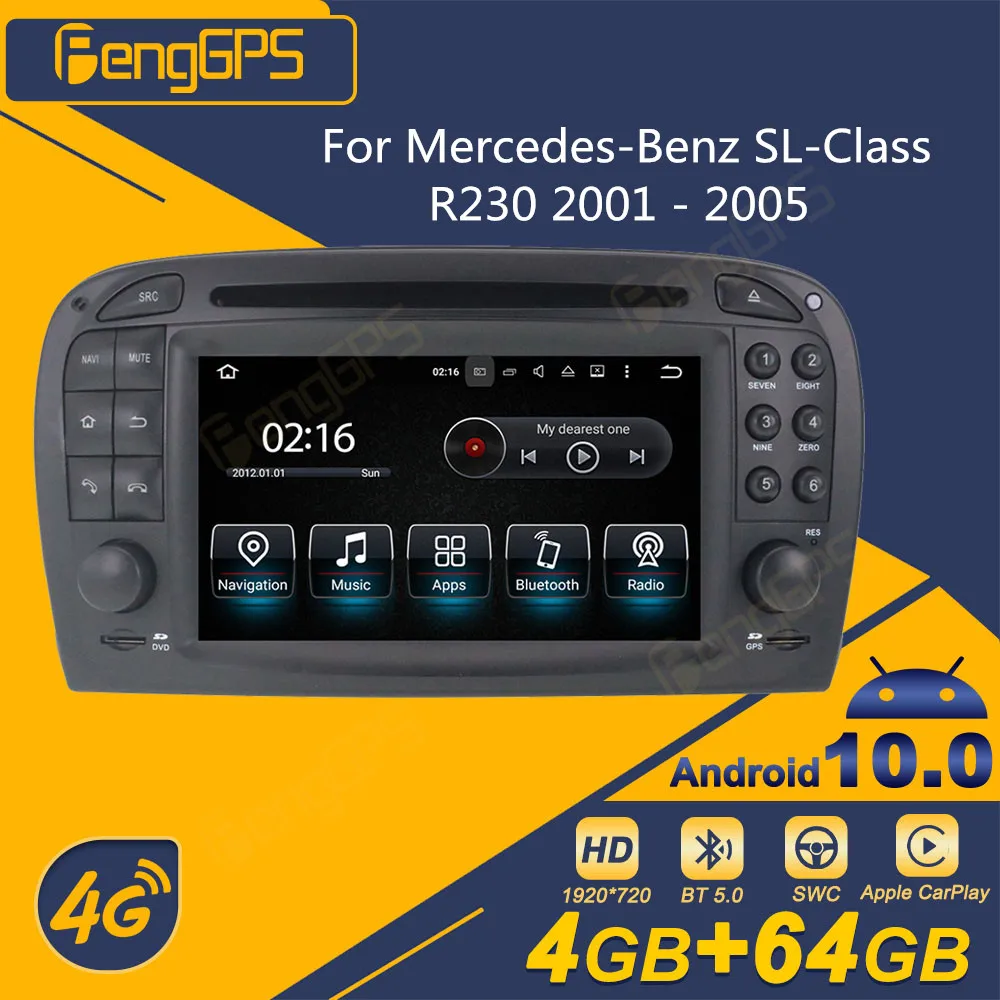 For Mercedes-Benz SL-Class R230 2001 - 2005 Android Car Radio 2 Din Stereo Receiver Autoradio Multimedia DVD Player GPS Navi