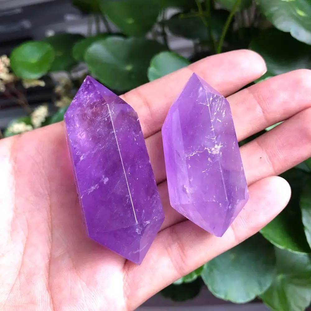 high quality Natural Amethyst Purple Quartz Crystal Double Wand Points Healing