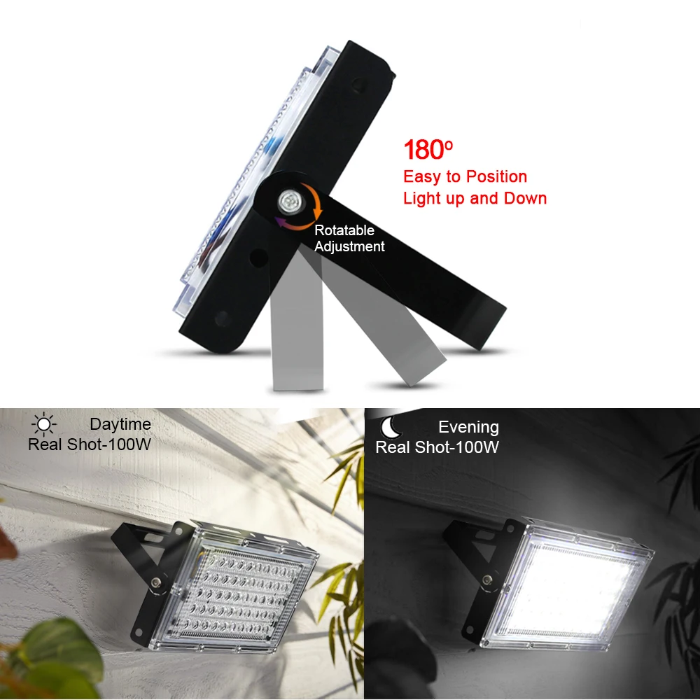 100W ไฟ LED AC 220V 240V กันน้ำ Focos LED โคมไฟ Floodlight กลางแจ้งอุ่น/เย็นสีขาวแสงแนวนอน