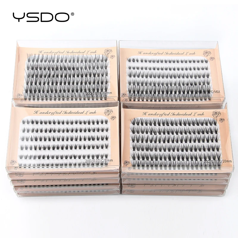 Wholesale 5/10/50/100 Boxes Lashes Individual Volume Thick Eyelashes Extension Makeup 20D Cluster False eyelashes In Bulk Cilios