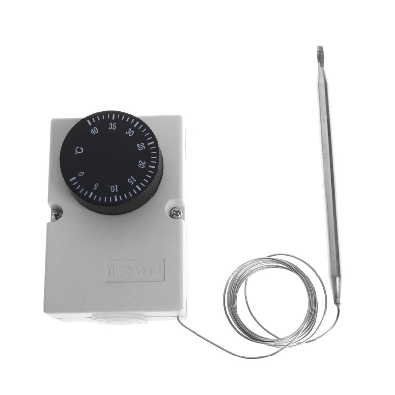 AC220V 0-40℃ Temperature Switch Capillary Thermostat Controller w waterproof box A0KF