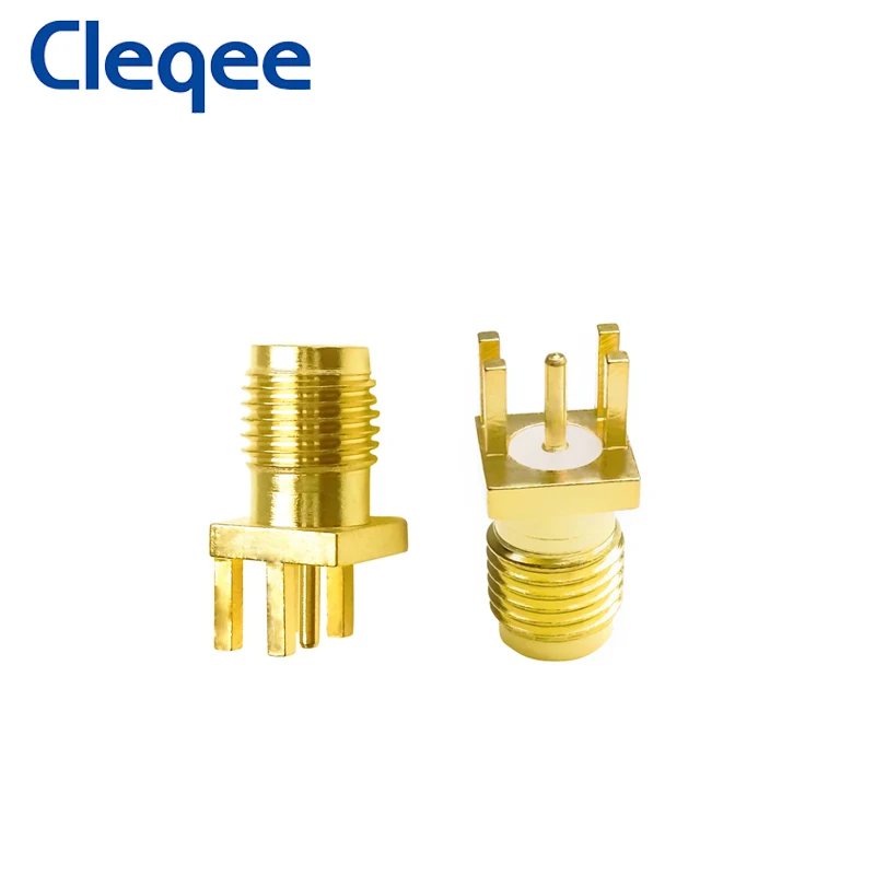 Cleqee 10PCS SMA หญิง Jack Adapter Solder ขอบ PCB ตรง Mount RF ทองแดงเสียบปลั๊กทอง