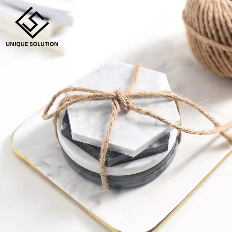 Creative luxury marble ceramic coaster drink cup coffee pad tea mat dining table placemat dining table decoration 1PCS