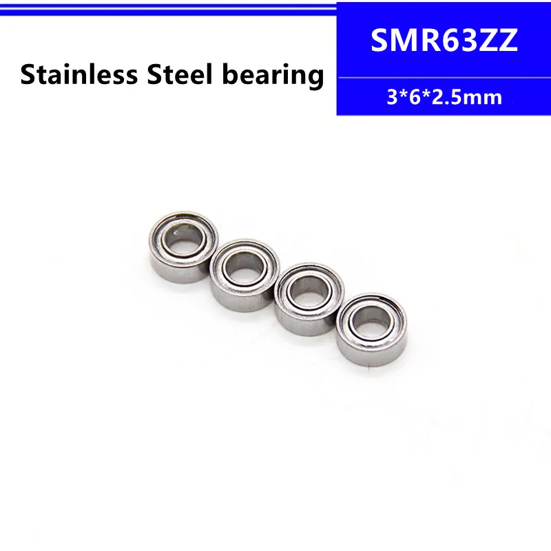 

50/100/500pcs SMR63ZZ 3*6*2.5mm L-630ZZ stainless steel miniature deep groove ball bearing 3x6x2.5mm SMR63 SMR63Z S673ZZ