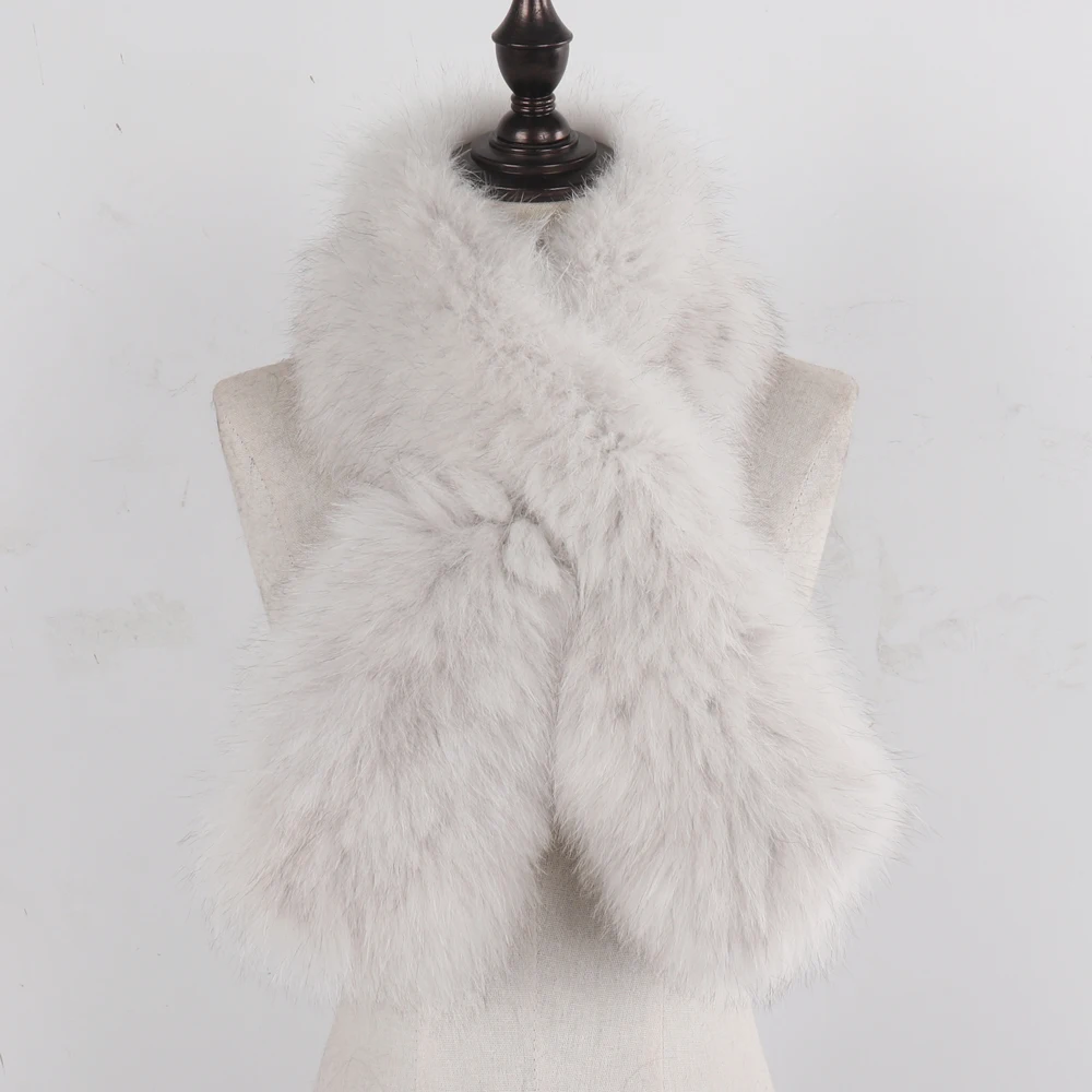 New Women Winter 100% Real Fox Fur Scarf Outdoor Keep Warm Thick Natural Fox Fur Scarves Lady Fashion Genuine Fox Fur Muffler