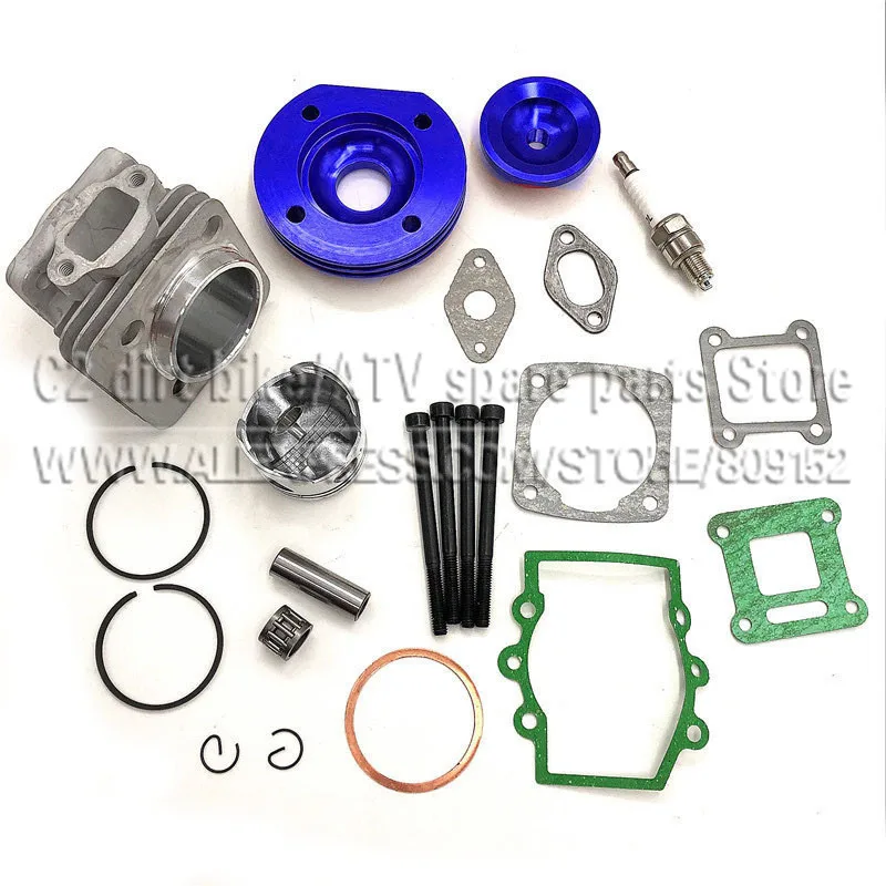 44mm Cylinder Assy Big Bore 44-6  Kit Set 2 Grooves For 47cc 49cc Mini Dirt ATV Pocket Bikes Minimoto