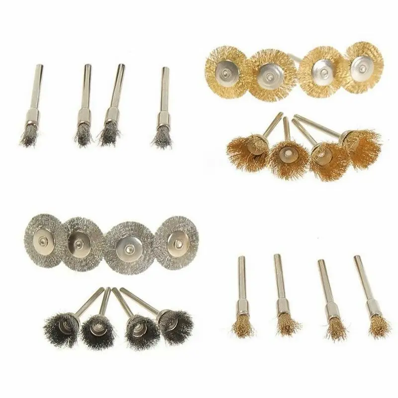 24 pcs spazzola in ottone ruote in filo d'acciaio spazzole trapano utensili rotanti lucidatura utensili rotanti Set di spazzole per la rimozione della ruggine in metallo