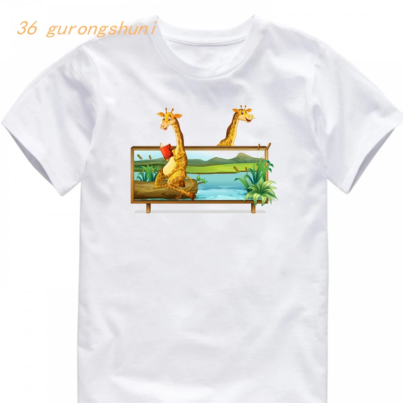 cute girls giraffe balloon graphic t shirts children clothing baby boy cartoon t shirt kids clothes boys t-shirt free shipping