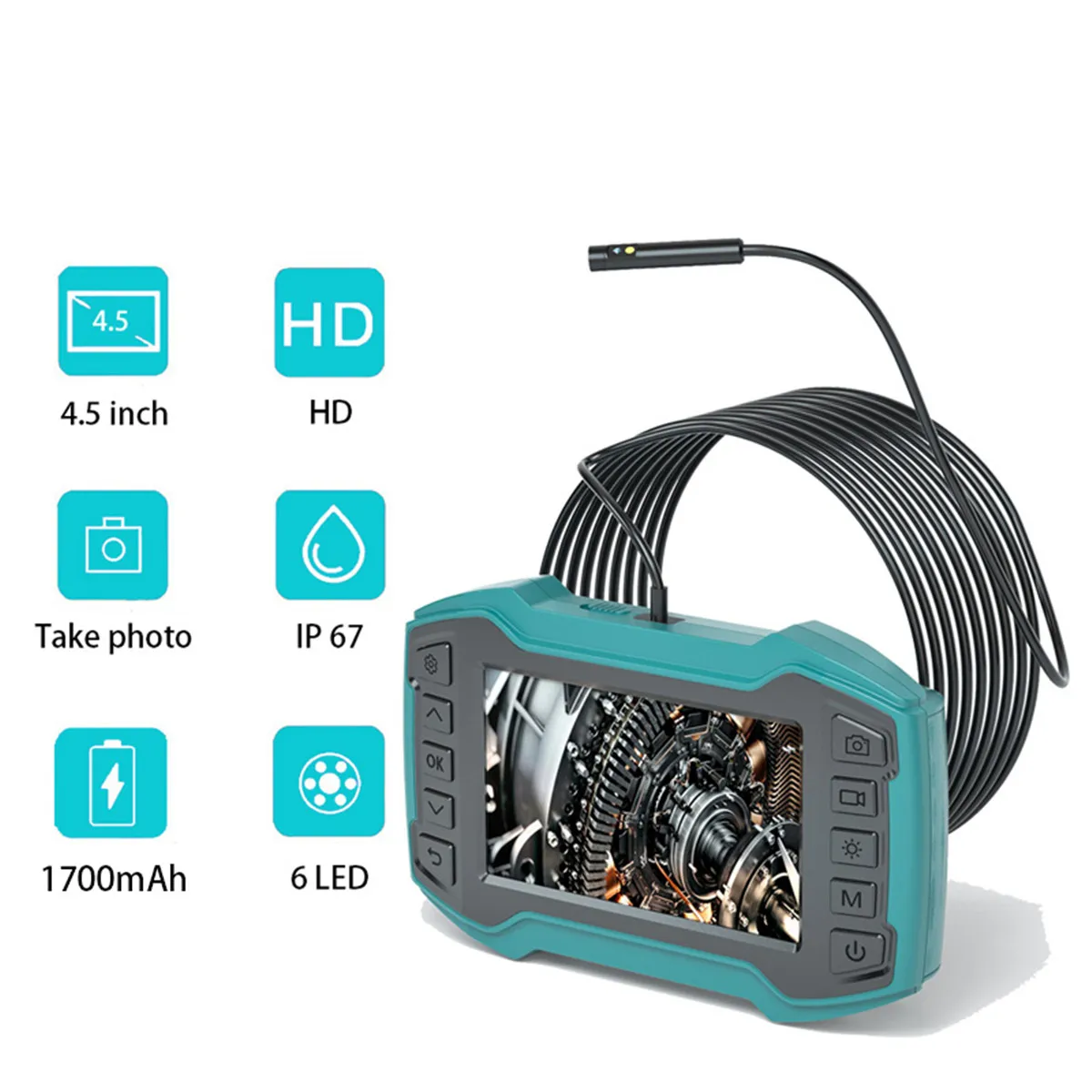 

4.5 Inch IPS Screen 2MP 1080P Dual Lens Handheld Endoscope Inspection CMOS Borescope Water-proof Digital Microscope Camera