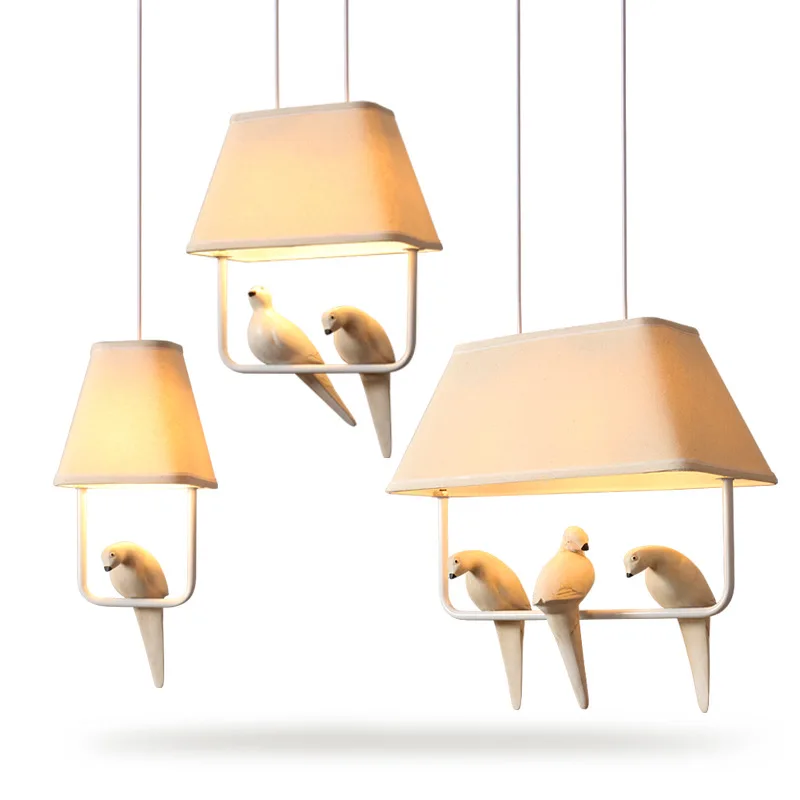 Energy Saver-Creative Cloth art bird LED pendant lights for children room restaurant kitchen decoration hanging lamp hotle lamp