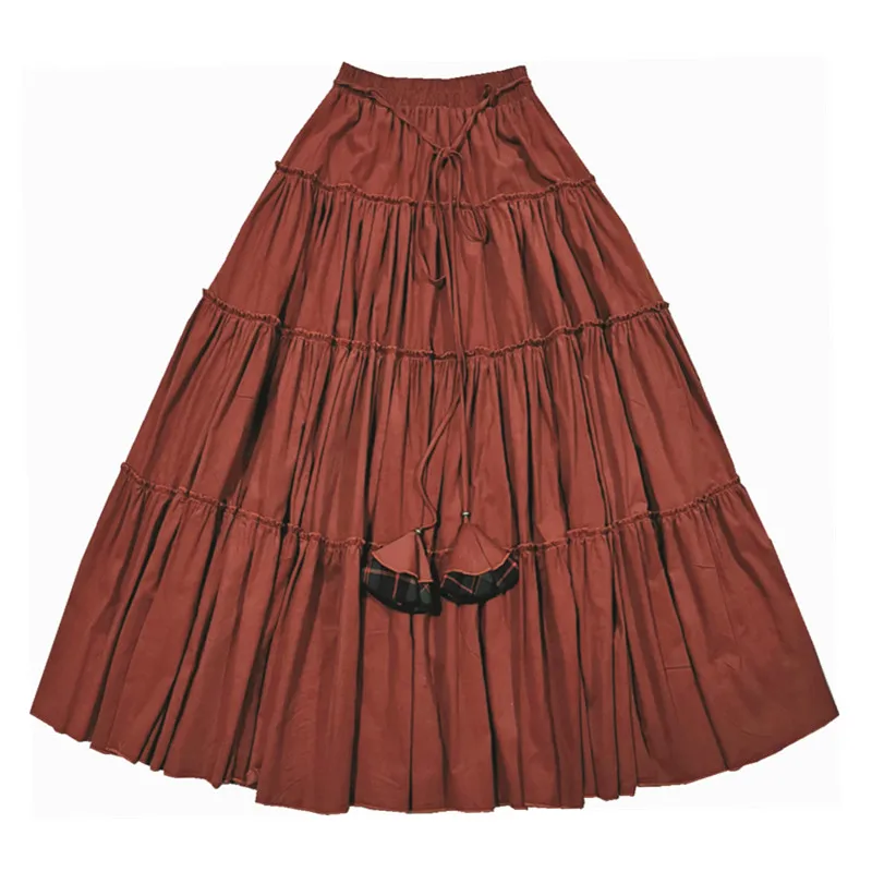 TIYIHAILEY Long Maxi A-line Elastic Waist Women Autumn Winter S-2XL Vintage Corduroy Big Hem Skirts New Fashion 2025 New