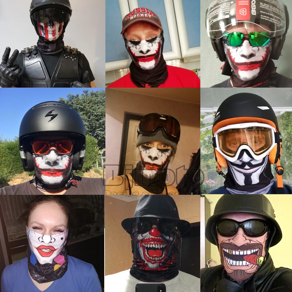 Masque facial moto masque écharpe Halloween | Bouclier facial, foulard de tête, cache-cou, coupe-vent, cagoule, masques de motard de moto