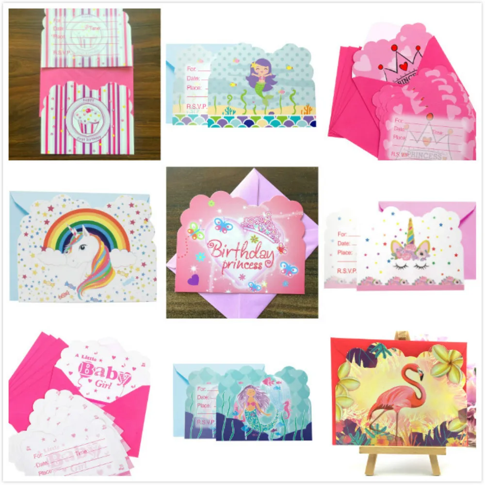 6pcs Invitation Cards And 6 Envelopes For 1st Football Birthday Party Children Girl Festival Decoration