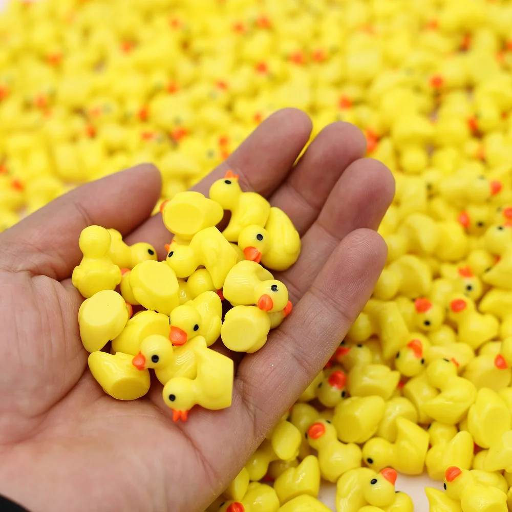 Adornos de estatuilla en miniatura de pato amarillo, accesorios de decoración de Micro paisaje, dijes de resina de animales simulados, manualidades, 5 piezas