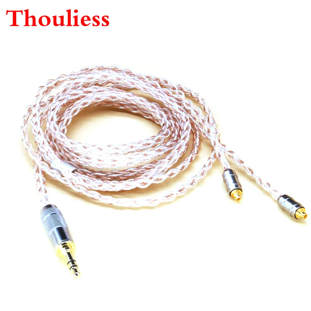 Thouliess1.2 Meter 5N Copper Silver Mix 2.5m TRRS/3.5mm/4.4mm Balanced 8 Core MMCX Headphone Upgrade Cable for SE215 SE846 SE535