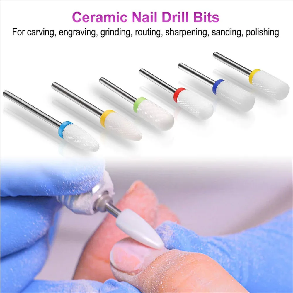 10 Pcs Ceramic Milling Cutter For Manicure Set Electric Diamond Removing Gel Varnish Nail Drill Bits Tool