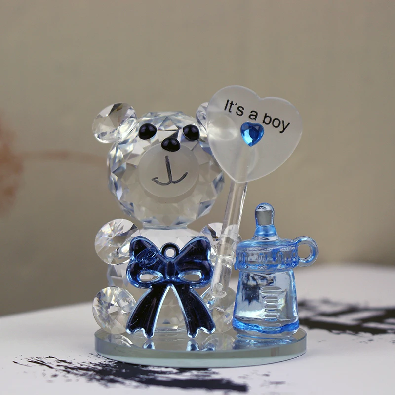 12pcs/lot High Quality Crystal Bear Nipple Baby Shower Souvenirs Christening Party Favors Gifts