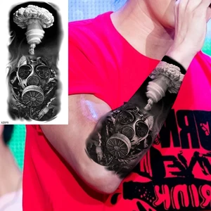 أسود وردي زهرة صليب الوشم مؤقت للبالغين الذئب الأسد مصاص الدماء بوصلة القراصنة السفينة وهمية الوشم ملصق الذراع Tatoos أعلى 10 مبيعات للرجال عبر الوشم - No3