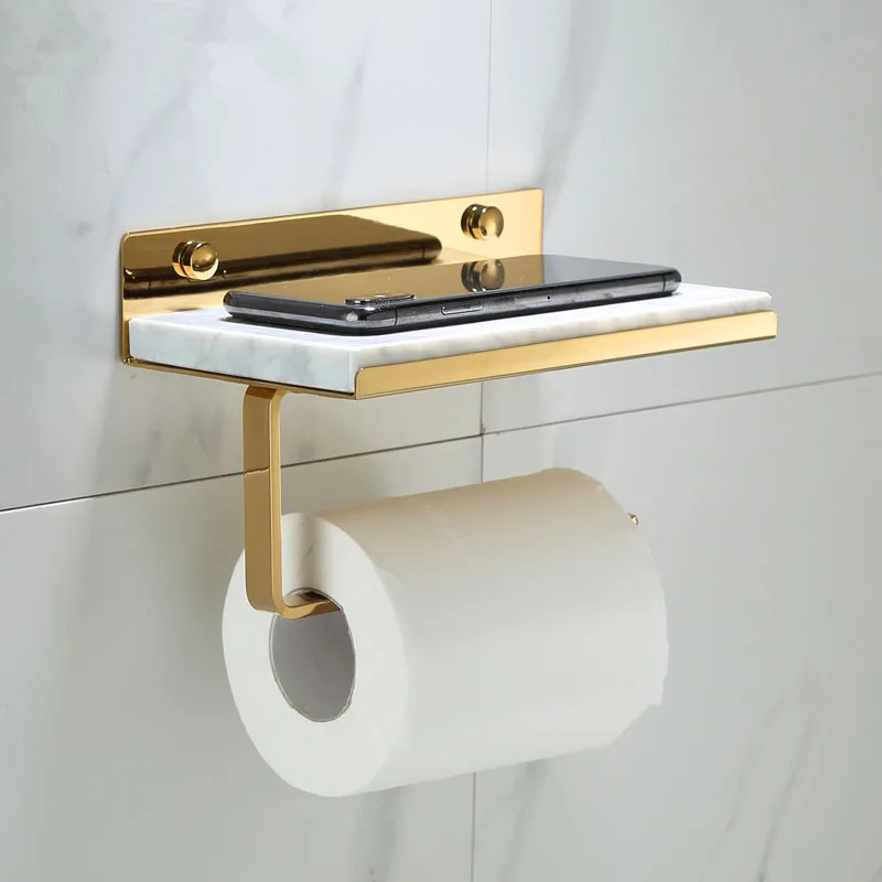 

Bathroom Paper Holder Gold and White Marble Bathroom Paper Roll Holder Tissue Holder Box Rack Toilet Paper Holder Tissue Boxes