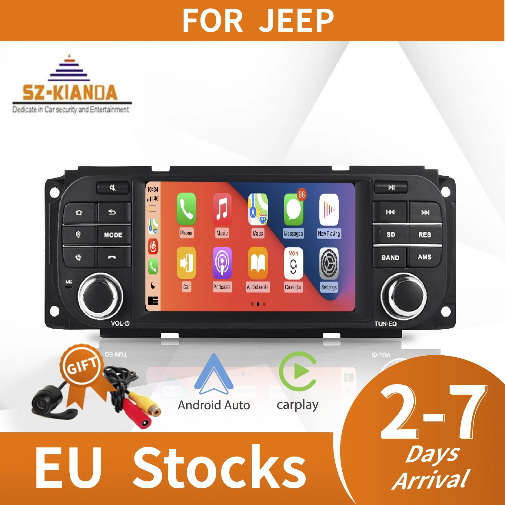 Wireless Carplay Android 12 Car DVD Player for JEEP Grand Cherokee Liberty Wrangler Chrysler Dodge GPS Radio Stereo NO DVD Wifi