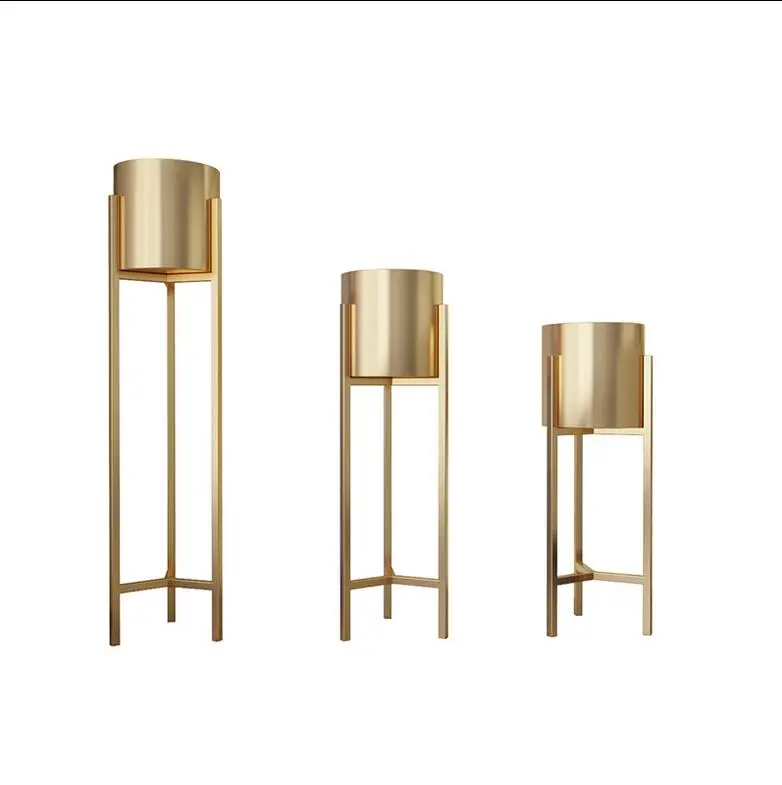 Nordic Gold Flower Frame Indoor Light Luxury Iron Flower Pot Frame Gold Floor-standing Home Living Room Decorative Frame