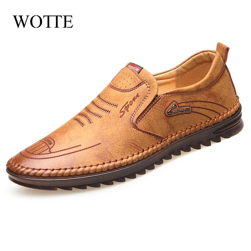 

WOTTE Men's Casual Shoes New Men Loafer Shoes Breathable Men Driving Shoes Flat Rubber Sole Sewing Shoes zapatos de hombre