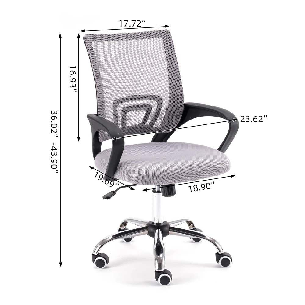 Mesh Back Gas Lift Adjustable Office Swivel Chair  Office Chairs White & Black US Warehouse