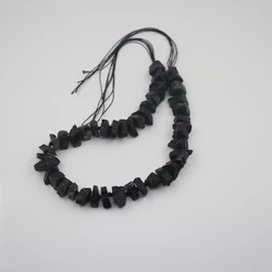 Natural Black Tourmaline Raw Stone Nugget Loose Beads Bracelet Making,Middle Drilled Gemstones, For Pendant Jewelry Marking
