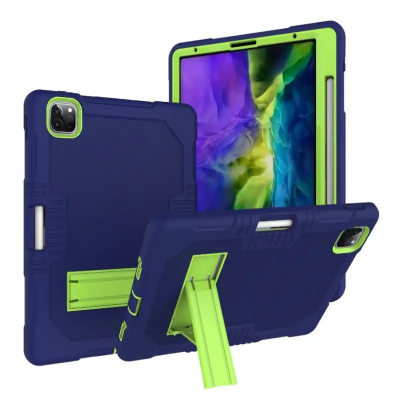 Heavy Duty Armour Shockproof Hard PC Soft Silicone Skin Back Cover Case For IPad  12.9  2018 2020 2021Tablet  with Pen Slot