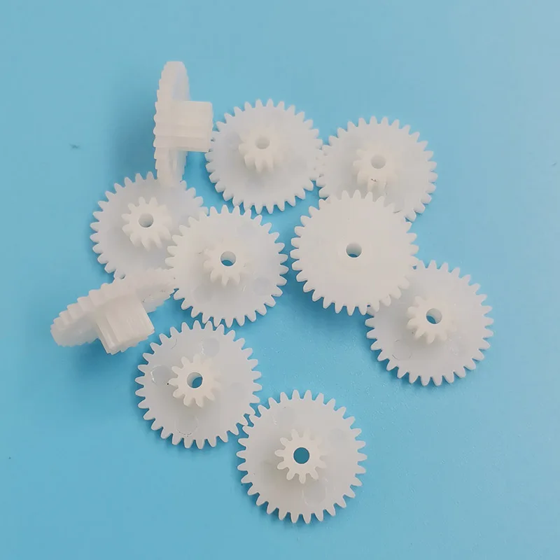 

30112A 0.5M Motor Gear 30T+11 Teeth 16mm Diameter POM Cog Wheel Machine Toy Parts Accessories