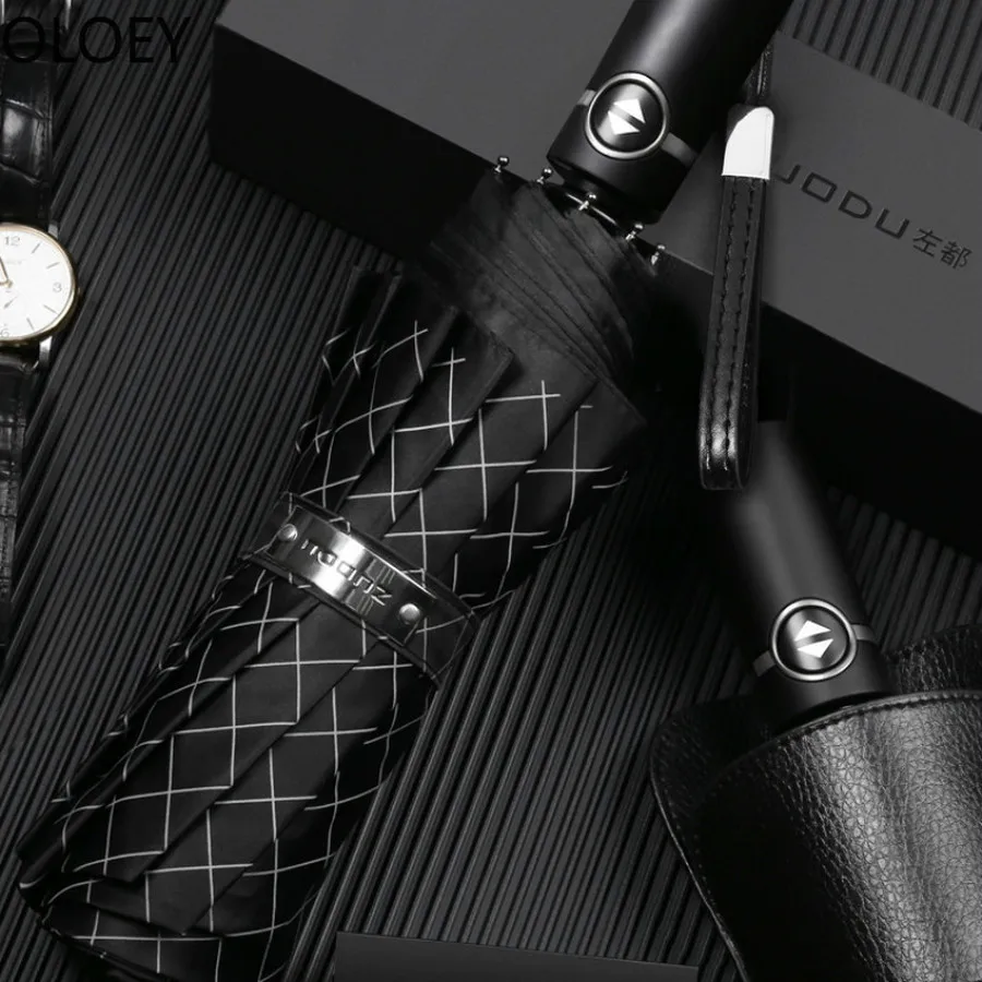 

German Big Umbrella Automatic Folding Windproof Car Umbrella Men Business Uv Black Sun Umbrella Rain Women Parasol Gift Box 2020