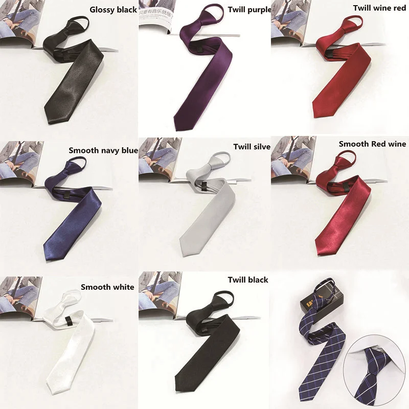 

5cm Skinny Ties Easy Lazy Zipper Neck Tie Student Party Stage Performance Necktie Men Tie Striped Soild Color Neckwear Gravata