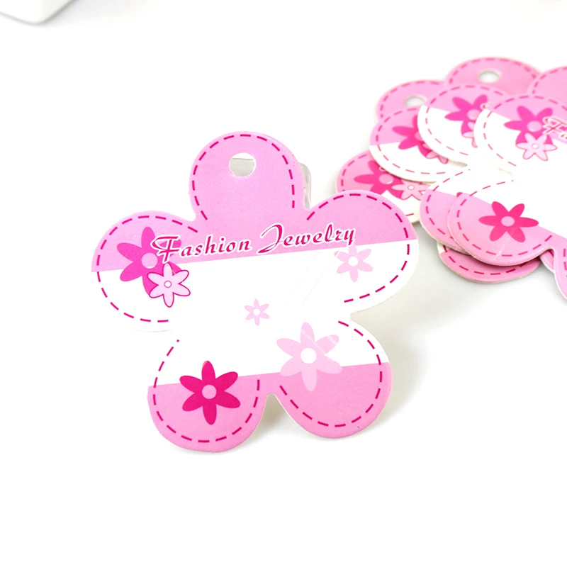 100 pcs 7.7*7.7cm pink flower shape Hair Clip Hair band Card Jewelry Display & packaging Card If Custom Logo Will Cost Extra