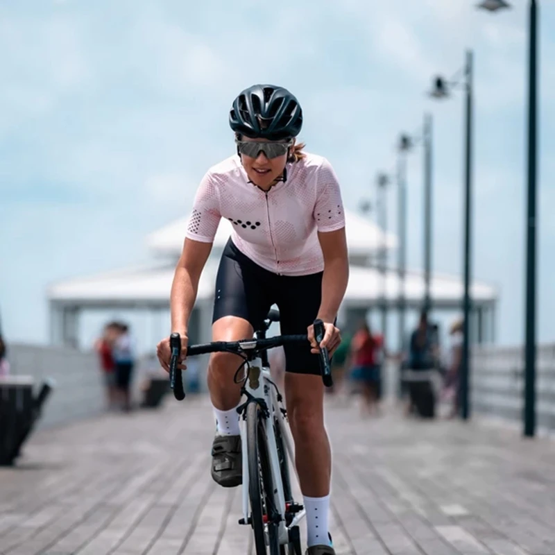 Team cycling suit women 2021  Air mesh sleeve short cycle jersey and 9D gel pad shorts Breathable bicycle clothing
